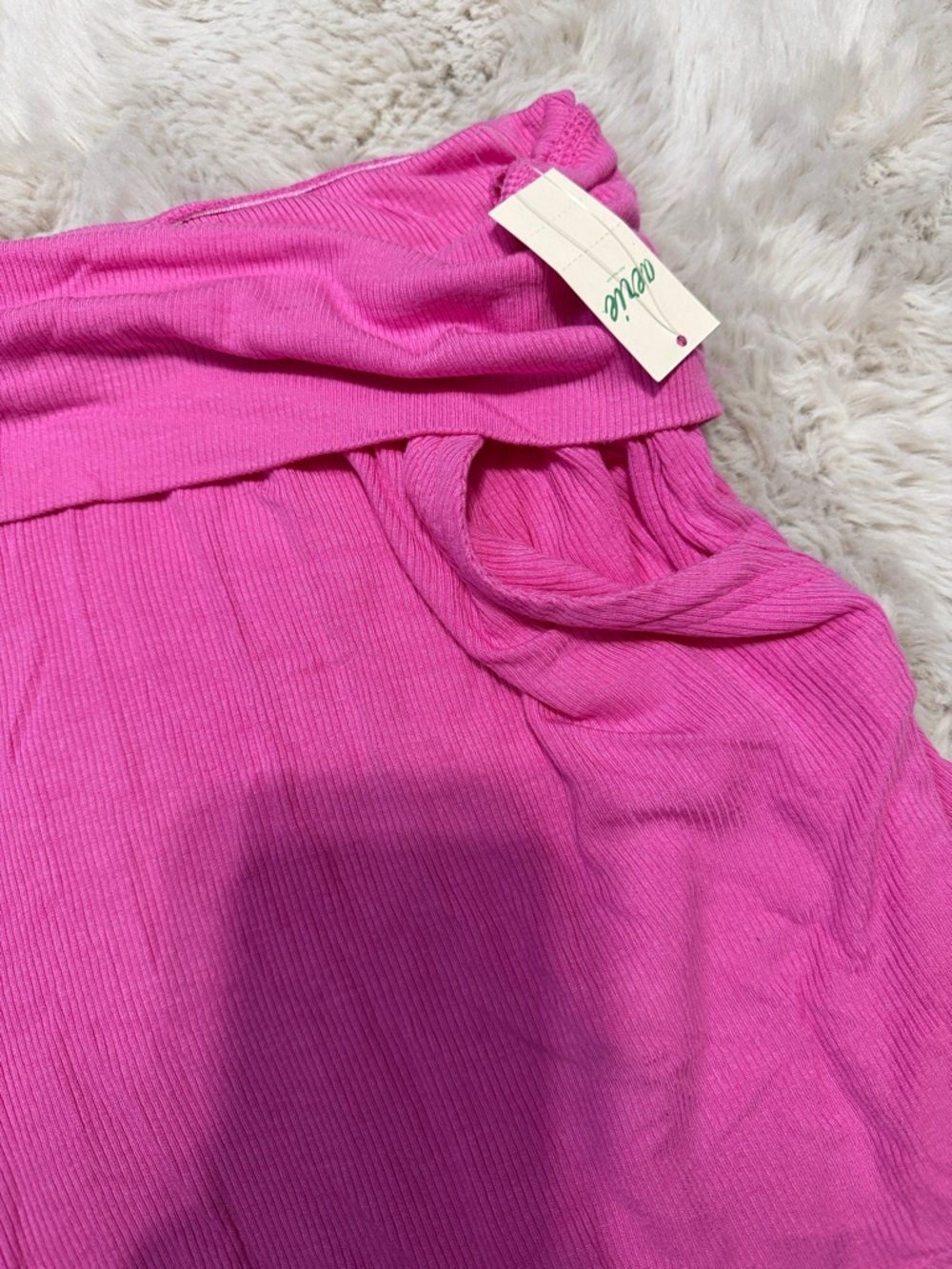 aerie Fold-Over High Waist Hot Pink Lounge Shorts NWOT - Picture 2 of 5